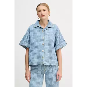 Kenzo cămașă din denim femei, cu guler clasic, relaxed, FF52DC2496J4.DB imagine