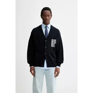 Kenzo cardigan din lana Kamon barbati, culoarea albastru marin, FF55CA7283BA.79 imagine