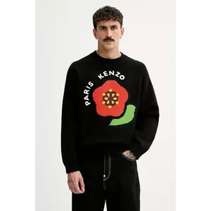 Kenzo pulover de lana Pop barbati, culoarea negru, călduros, FF55PU7223LA.99J imagine