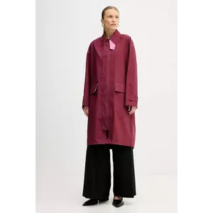Kenzo palton de bumbac femei, culoarea bordo, de tranziție, FF52OU1439OU.24 imagine