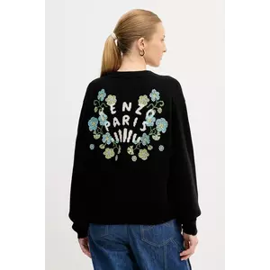 Kenzo cardigan din lana Jungle Flower femei, culoarea negru, călduros, FF52CA4993CN.99J imagine