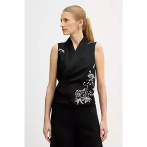 Kenzo vesta de lana culoarea negru, un singur rand de nasturi, FF52GI0109RA.99 imagine