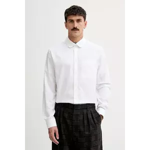 Kenzo cămașă din bumbac bărbați, culoarea alb, slim, FF55CH2029JA.01 imagine