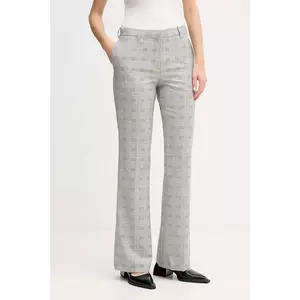Kenzo pantaloni de lână femei, culoarea gri, evazati, high waist, FF52PA1019JW.93 imagine