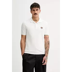 Kenzo polo de bumbac Happy Tiger bărbați, culoarea alb, uni, FF55PO5434PU.02 imagine