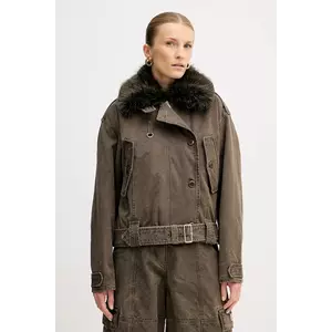 Kenzo geacă Dyed Canvas Comber femei, culoarea maro, de tranzitie, FE62OU2129GK.92 imagine