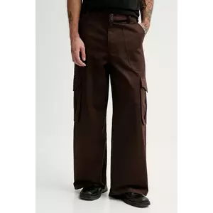 Kenzo pantaloni de bumbac bărbați, culoarea maro, cu fason cargo, FF55PA2449GF.90 imagine