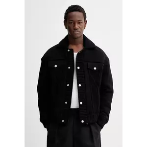 Kenzo geaca Knitted Down Jacket barbati, culoarea negru, de iarna, oversize, FE65OU1419NC.99 imagine