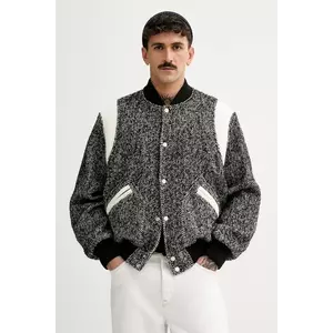 Kenzo jacheta bomber din amestec de lana Wool Varsity Jacket culoarea negru, de iarna, oversize, FE65BL1489OX.99 imagine