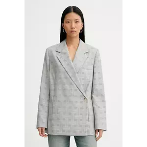 Kenzo geacă de lână culoarea gri, cu doua randuri de nasturi, cu imprimeu, FF52VE2589JW.93 imagine