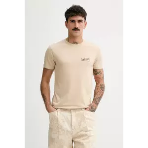 Kenzo tricou din bumbac barbati, culoarea bej, cu imprimeu, FF55TS5254SO.11 imagine