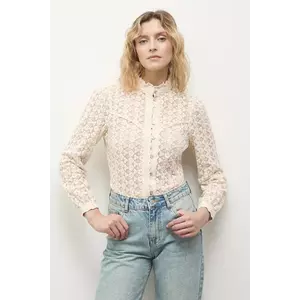 Answear.LAB camasa culoarea bej, cu guler stand-up, regular imagine