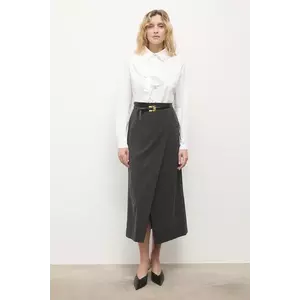 Answear.LAB fusta culoarea gri, midi, drept imagine