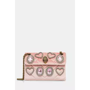 Kurt Geiger London geantă de mână din catifea VELVET MINI KENSINGTON culoarea roz, 5018753789 imagine