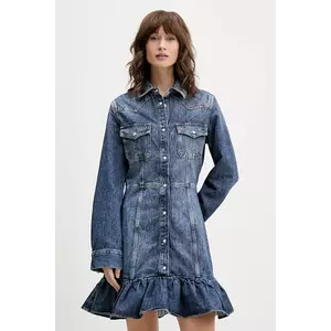 Tommy Jeans rochie jeans culoarea bleumarin, mini, evazați, DW0DW21635 imagine