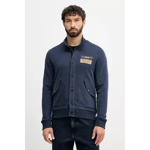 Aeronautica Militare hanorac de bumbac culoarea bleumarin, cu imprimeu, FE2072UF00669 imagine