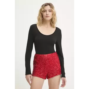 Never Fully Dressed pantaloni scurți culoarea roșu, uni, high waist, NFDTR561 imagine