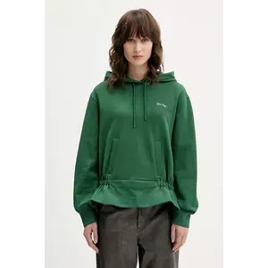 Stine Goya hanorac de bumbac culoarea verde, cu glugă, uni, SG-AW25-T085-2430 imagine