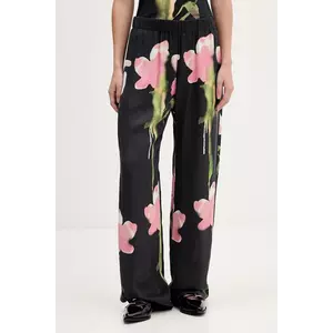 Stine Goya pantaloni culoarea negru, lat, high waist, SG-AW25-P009-2263 imagine