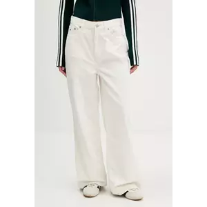 Tommy Jeans pantaloni de catifea cord culoarea alb, evazați, high waist, DW0DW21700 imagine