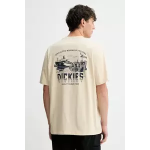 Dickies tricou din bumbac culoarea bej, cu imprimeu, DK0A87QJ imagine