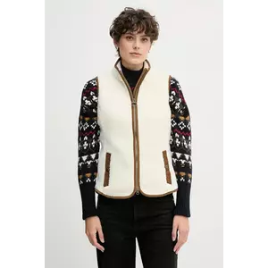 Barbour vestă de fleece BURFORD culoarea bej, uni, LFL0055 imagine