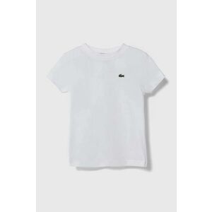 Lacoste tricou de bumbac pentru copii culoarea alb, neted imagine