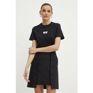 Karl Lagerfeld tricou din bumbac femei, culoarea negru, 245W1717 imagine