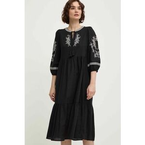 Answear Lab rochie din bumbac culoarea negru, midi, evazată imagine