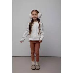 Coccodrillo leggins copii culoarea bej, uni, WINTER COSY GRIL KIDS imagine