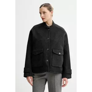 Sessun jachetă din amestec de lână culoarea gri, de tranziție, oversize, 25112006 imagine