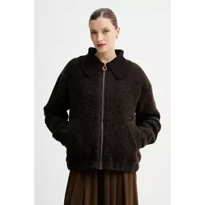 Sessun jachetă din amestec de lână culoarea maro, de tranziție, 25112012 imagine