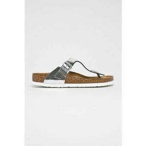 Birkenstock slapi de piele Gizeh SFB femei, culoarea argintiu, cu toc plat, 1003674 imagine