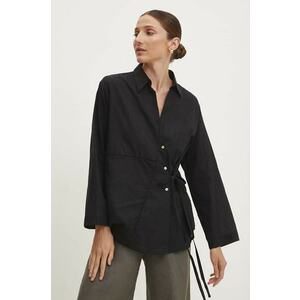 Answear Lab cămașă din bumbac femei, culoarea negru, cu guler clasic, regular imagine