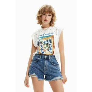 Desigual tricou din bumbac culoarea alb imagine