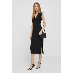 Dkny rochie culoarea negru, midi, dreaptă imagine