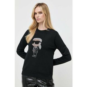 Karl Lagerfeld bluza femei, culoarea negru, cu imprimeu imagine