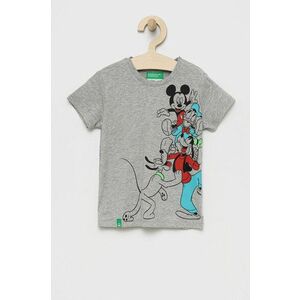 United Colors of Benetton tricou de bumbac pentru copii culoarea gri, cu imprimeu imagine