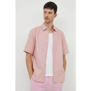 BOSS cămașă din bumbac ORANGE bărbați, culoarea roz, cu guler clasic, regular 50489351 imagine
