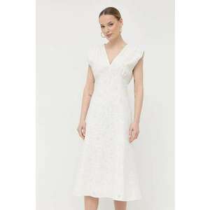 BOSS rochie culoarea bej, midi, evazată imagine