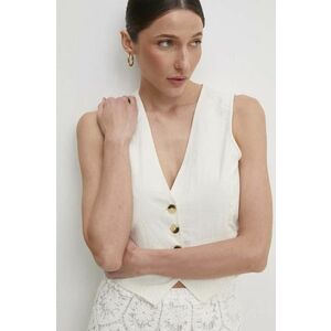 Answear Lab vesta culoarea bej, un singur rand de nasturi imagine