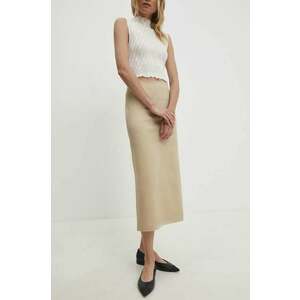 Answear Lab fustă culoarea bej, midi, drept imagine