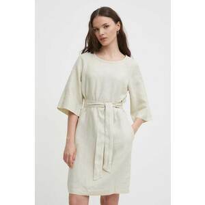 United Colors of Benetton rochie din in culoarea bej, mini, dreaptă imagine