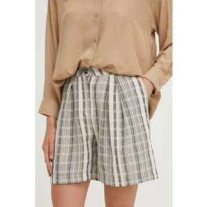 Answear Lab pantaloni scurți din amestec de in culoarea bej, modelator, high waist imagine