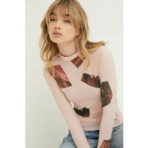 Desigual longsleeve femei, culoarea roz, cu guler imagine