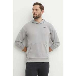 Reebok bluza Strength barbati, culoarea gri, cu glugă, neted, 100075762 imagine