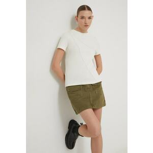 Desigual tricou femei, culoarea bej imagine