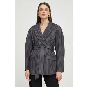 Answear Lab sacou culoarea gri, cu doua randuri de nasturi, modelator imagine