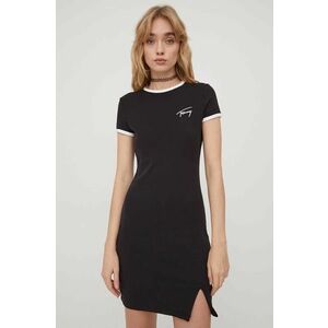 Tommy Jeans rochie culoarea negru, mini, mulată DW0DW17409 imagine