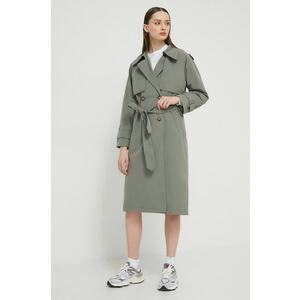 Abercrombie & Fitch trenci femei, culoarea verde, de tranzitie, cu doua randuri de nasturi imagine